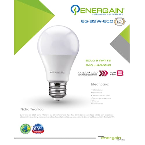 Energain Foco Led Tripack EG-B9W-ECO-F