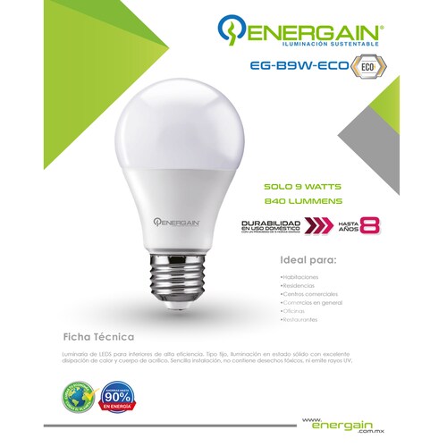 Energain Foco Led Docepack EG-B9W-ECO-F