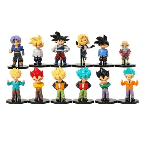 Kit 12 Juguetes Muñecos Dragon Ball Z Super Goku, Vegeta, Trunks, No.18, Gohan, etc