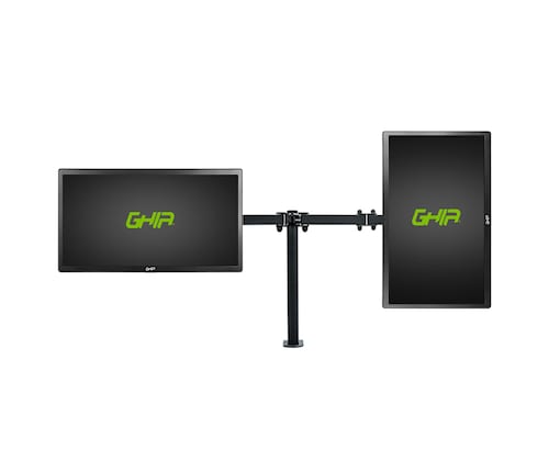 Soporte ghia 2 monitores montaje mesa escritorio doble brazo articulado 32 pulg 10kg por brazo