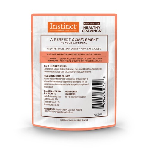 Instinct Alimento Húmedo Healthy Cravings Instinct 24 Pack Para Gato, Sobre Sabor Salmón. 85 g.