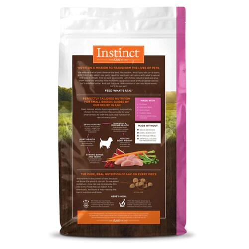 Instinct Original Alimento para Perros de Raza Pequeña con Carne de Pollo y libre de granos con croquetas recubiertas de carne cruda liofilizada 5kg