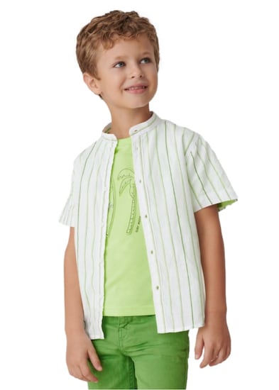 Camisa de manga corta cuello mao en algodón para niño Mayoral