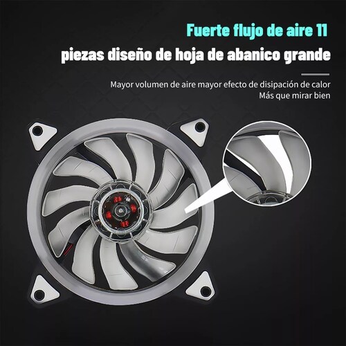 Kit De Ventiladores Rgb De 1200rpm Y 120mm Para Pc, 3 Pzs.Azul Claro