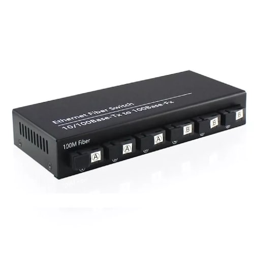 Convertidor Switch De Fibra Óptica Monomodo 6 Puertos 100mb