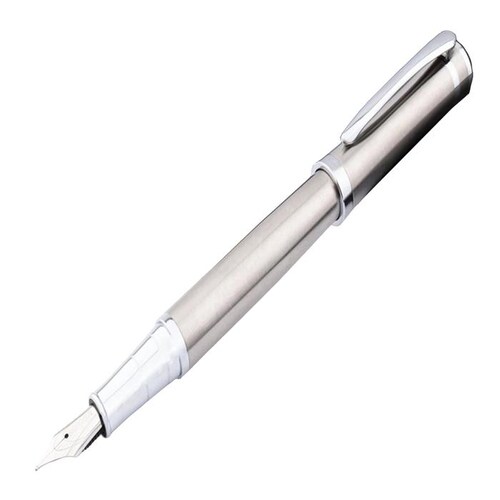 Bolígrafo Tipo Fuente Redacción MXSVS-005-2 1pza 0,5mm Punta Plateado 1 Tinta Azul Marino Acero Inoxidable Para Cartucho SmallCartri 3,4mm, SilverStar