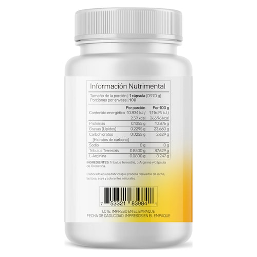 Tribulus Terrestris TRIB-850 estandarizado al 45% 100 cápsulas de 970 mg c/u