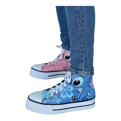 Tenis Personalizados Tela Sublimada Stitch y Angel.