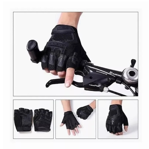 Guantes Tactico Nudillos Almohadillas Militar Medio Dedo Par