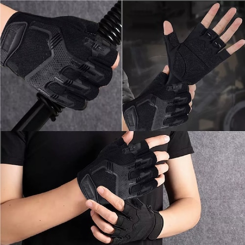 Guantes Tactico Nudillos Almohadillas Militar Medio Dedo Par