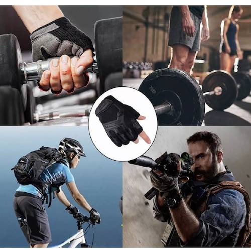 Guantes Tactico Nudillos Almohadillas Militar Medio Dedo Par