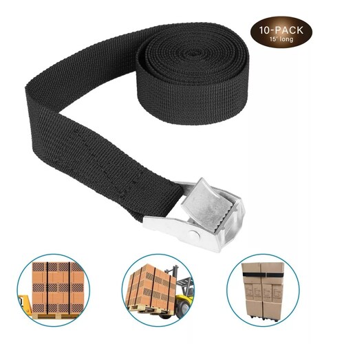 Set 10 Cincho Correa Amarre Trinquete Hebilla Cinta Auto Moto 2m