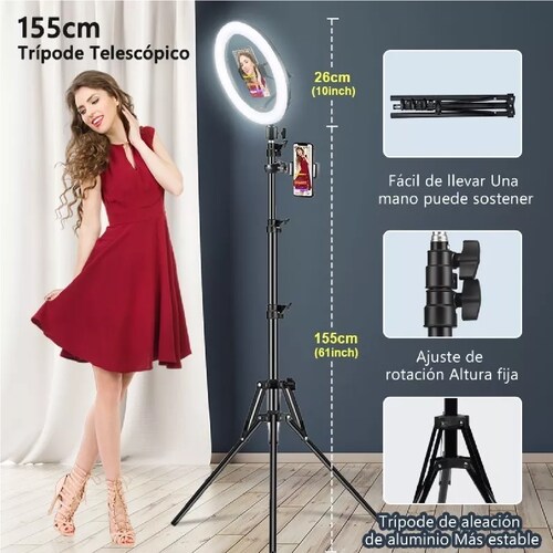 Aro De Luz  Maquillaje Led Con Remoto Tripie Foto Video