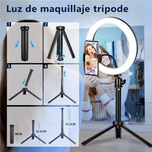 Aro De Luz  Maquillaje Led Con Remoto Tripie Foto Video