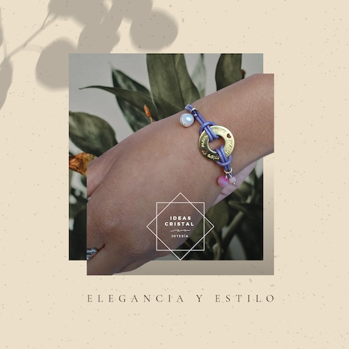 Pulsera Mamá Ideas Cristal Chapada en Oro Dije 'Mami te Quiero' Mujer