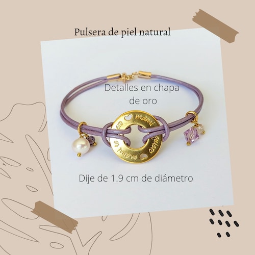 Pulsera Mamá Ideas Cristal Chapada en Oro Dije 'Mami te Quiero' Mujer