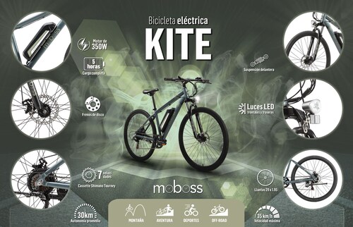 Bicicleta Eléctrica Montaña MTB Moboss Ebike Kite 350W 29".