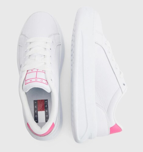 Tenis Tommy Jeans City Plataforma Blanco Rosa de Dama Original