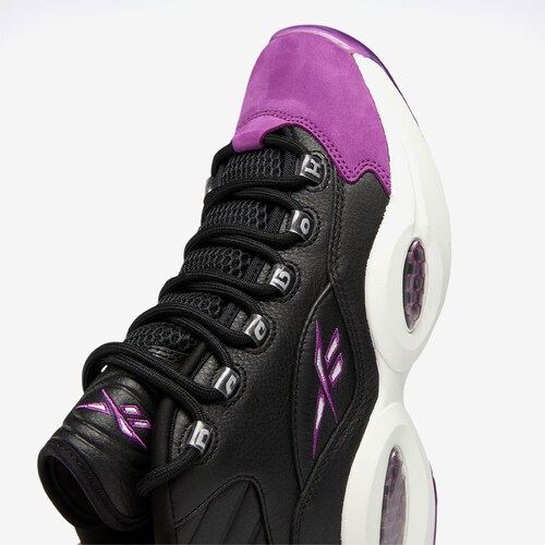 Tenis Reebok Question Mid Allen Iverson Negro Morado de Caballero Original.