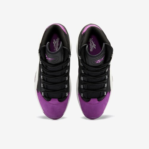 Tenis Reebok Question Mid Allen Iverson Negro Morado de Caballero Original.