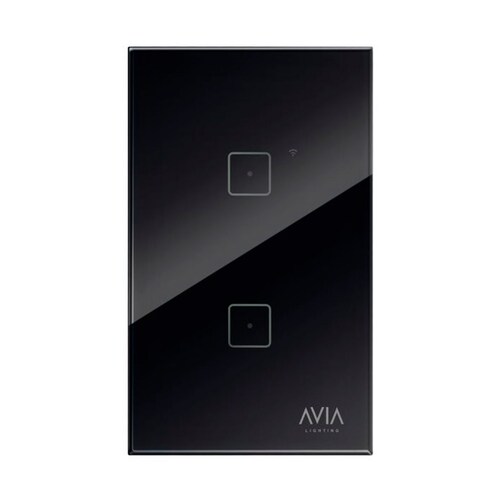 Apagador Smart Wifi Doble Touch Placa De Cristal Negro Avia 