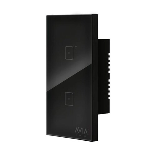 Apagador Smart Wifi Doble Touch Placa De Cristal Negro Avia 