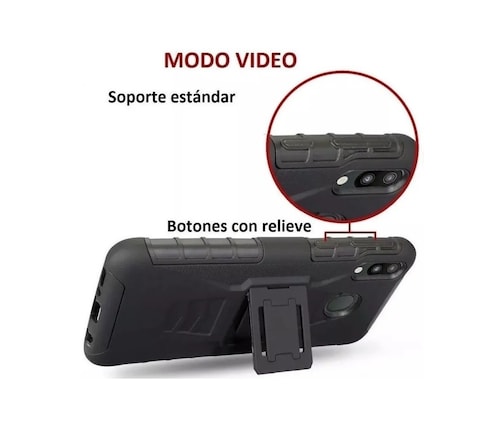 Funda Protector Uso Rudo con Clip más Mica de Cristal Gratis para Motorola Edge 20 Lite Color Negro
