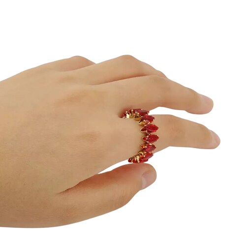Anillo Dorado con Rojo Acero Inoxidable Moda Mujjer