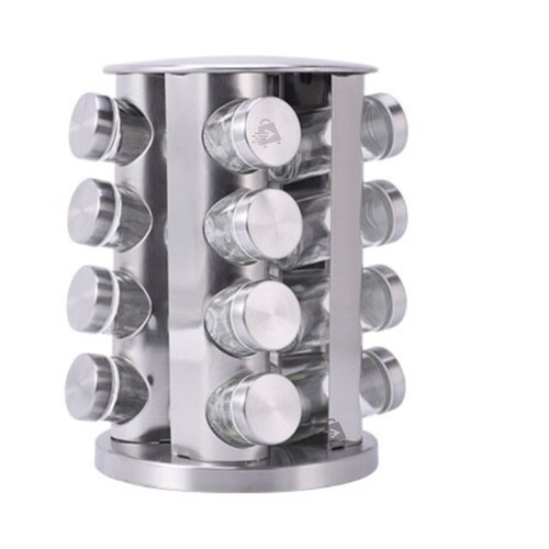 Organizador Especiero De Acero Inoxidable Con 16 Frascos de Vidrio .