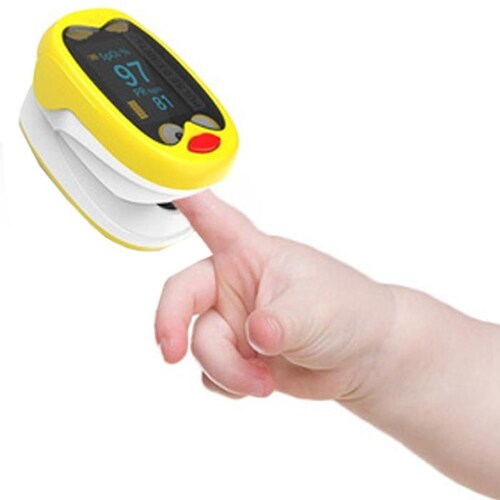 Oxímetro Infantil MXOKP-001-21 1Pza Amarillo Rango de Medición 70porciento -99porciento Spo2 30 a 240BPM mas menos 2BPM o mas menos 2porciento PR, OxiKid Pro