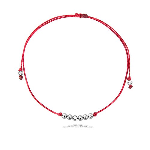 Pulsera Básica de hilo rojo con bolitas de plata .925, Joyería para Mujer de Anante Joyería.
