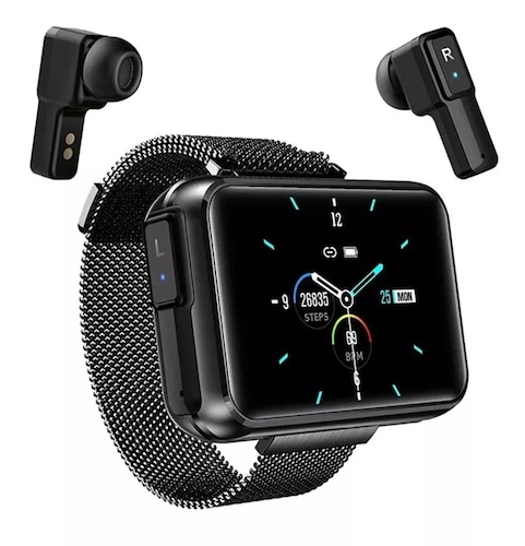 Smartwatch Fralugio 2 En 1 T91 Ext. Metal  Con Audífonos Tws Wireless 1.4  