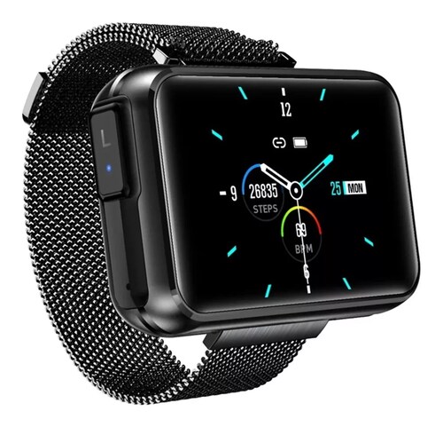 Smartwatch Fralugio 2 En 1 T91 Ext. Metal  Con Audífonos Tws Wireless 1.4  