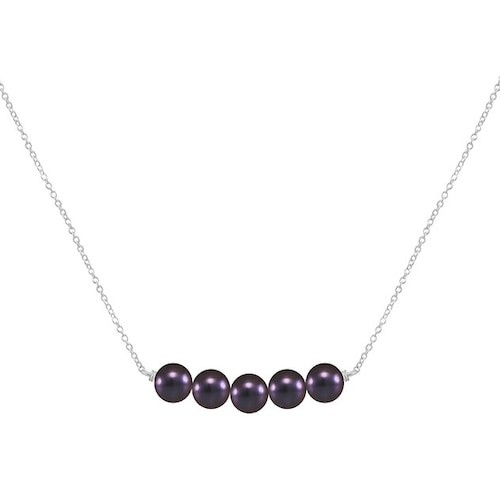 Collar 5 perlas negras cultivadas con cadena de plata .925, Joyería para Mujer de Anante Joyería