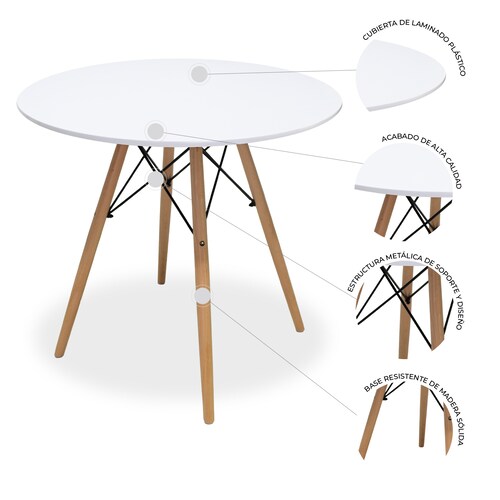 Set de comedor Oslo 80 Mundo In - Mesa blanca y 4 Sillas Eames blancas