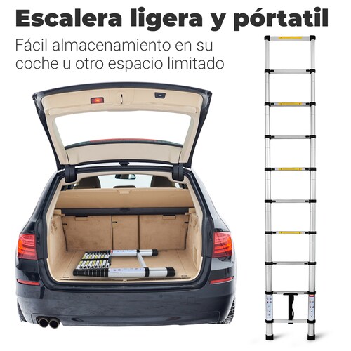 Escalera  Telescópica  2.9  Mts  De Aluminio Retráctil 