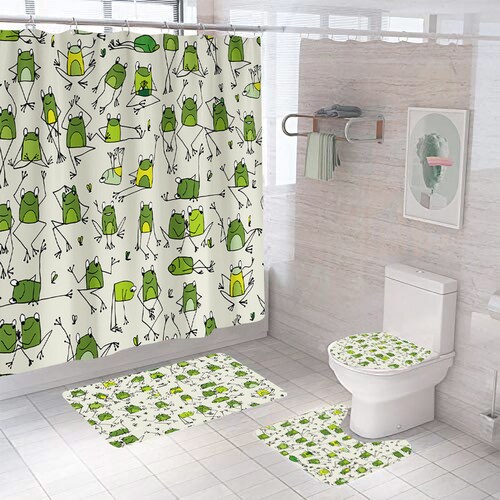 AGBOX Juego Para Baño Premium Estandar 4 Piezas  Ranitas TH-JCORTI01RAN.