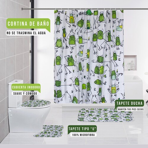 AGBOX Juego Para Baño Premium Estandar 4 Piezas  Ranitas TH-JCORTI01RAN.