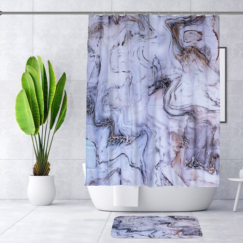AGBOX Juego Para Baño Premium Estandar 4 Piezas  Marmoleado Gris TH-JCORTI01MAR.