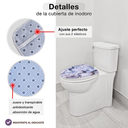 AGBOX Juego Para Baño Premium Estandar 4 Piezas  Marmoleado Gris TH-JCORTI01MAR.