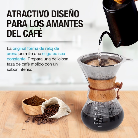 Cafetera Individual Chemex Grande (800 ml) con Filtro de Acero