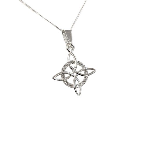 Dije De Plata Solida 925 Nudo De Bruja Celta Con Zirconias