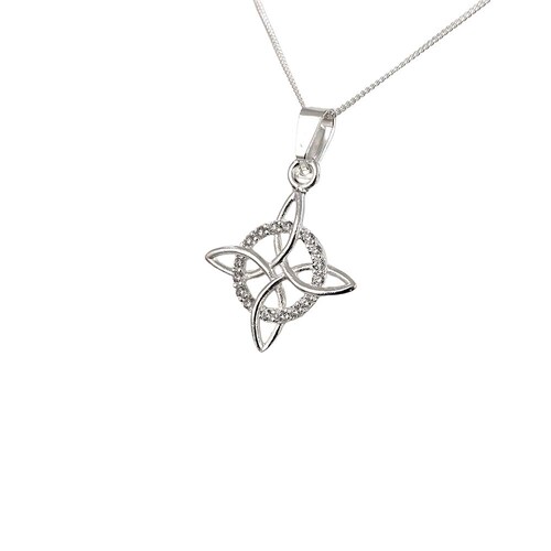 Dije De Plata Solida 925 Nudo De Bruja Celta Con Zirconias
