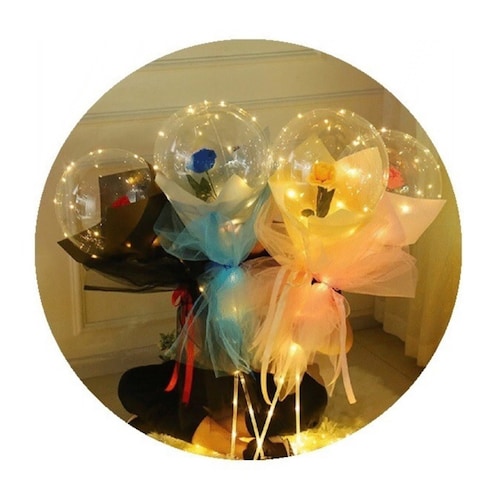 Globo Led Con Rosa Flor Decoración Regalo