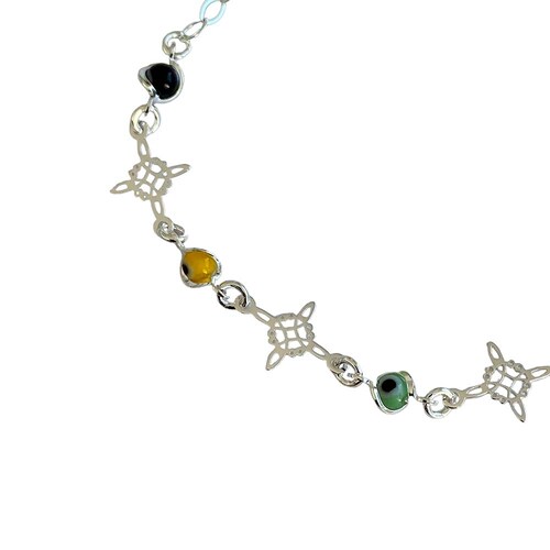 Pulsera Ajustable de Plata 925 Nudo De Bruja Triqueta Ojo Turco