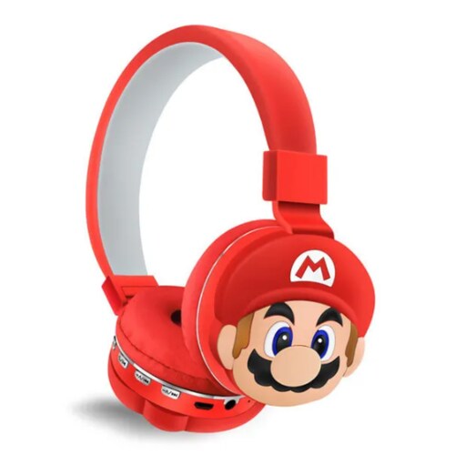 Audífonos Inalámbricos Genérico Mario Bros Wireless Color Rojo.