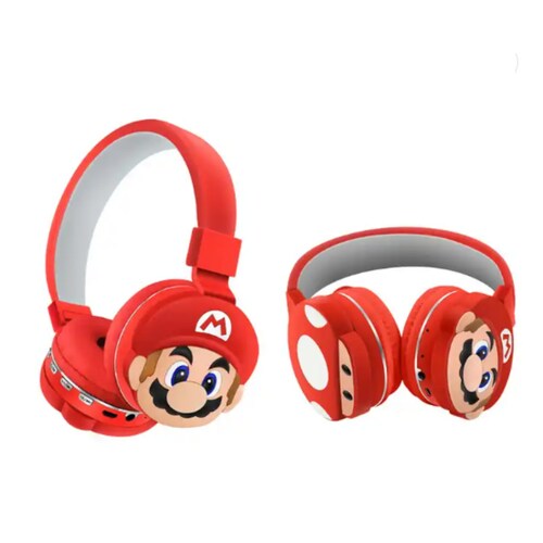 Audífonos Inalámbricos Genérico Mario Bros Wireless Color Rojo.