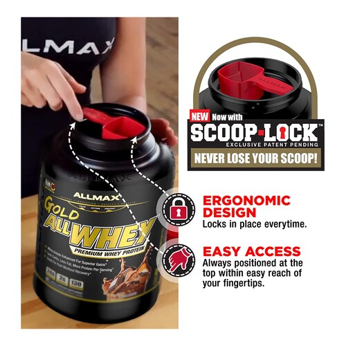 Proteina Premium AllMax Gold All Whey 5lbs 71 Serv. - Galletas con Crema