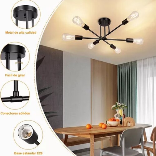 Lámpara De Techo Colgante Y Moderna Con 6 Luces