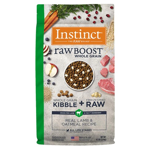 Instinct Raw Boost Whole Grain Alimento para Perros, con Carne Real Cruda Liofilizada de Cordero 2kg